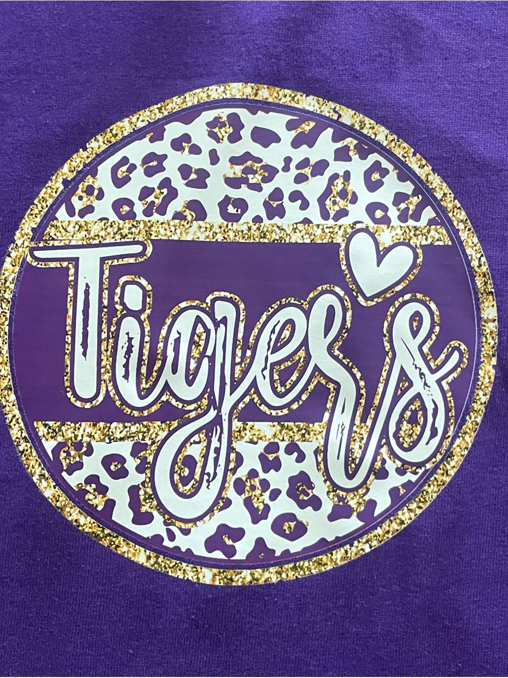 Gildan Purple Kids Tee with White and Gold Tigers Graphic